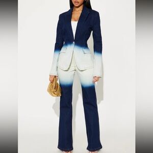 Blue and White Ombre Suit Set